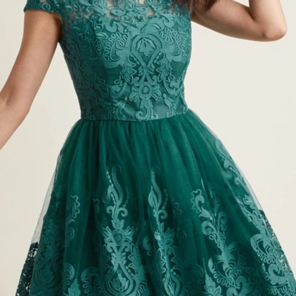 Chi Chi London Turquoise Lace Evening Gown - Picture 4 of 4